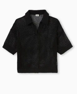 Pimkie Pull Et Gilet^Pull Polo Manches Courtes En Maille Ajourée -