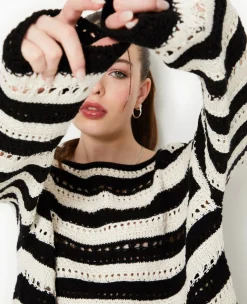Pimkie Pull Et Gilet^Pull Rayé En Maille Ajourée Façon Crochet -
