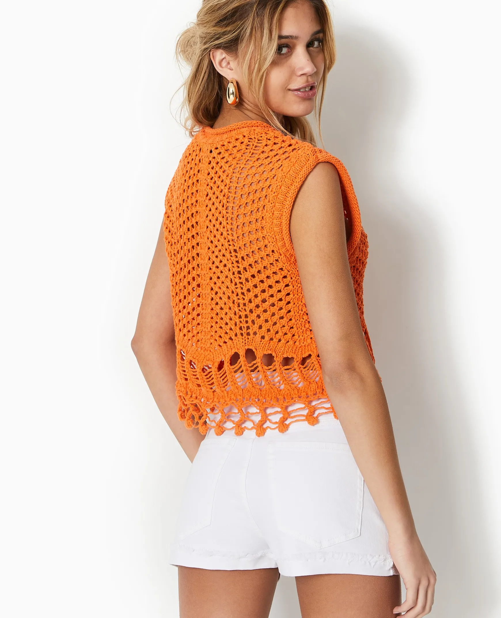 Pimkie Pimkie Positive|Pull Et Gilet^Pull Sans Manches En Maille Ajourée Et Fantaisie -