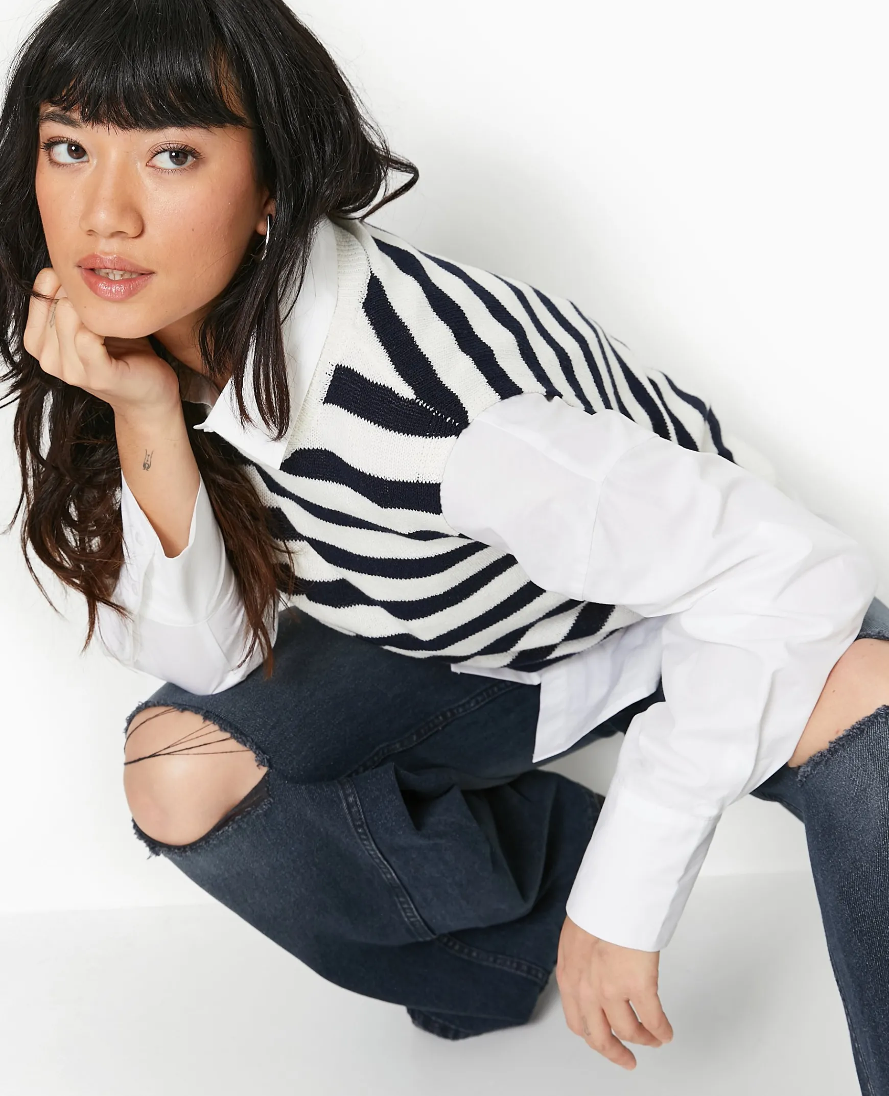Pimkie Pull Et Gilet^Pull Sans Manches Rayé -