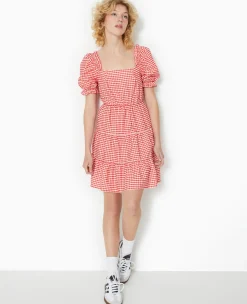 Pimkie Toute La Collection|Robe^Robe Courte Avec Manches Ballons Motif Vichy -