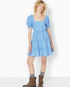 Pimkie Robe|Toute La Collection^Robe Courte Avec Manches Ballons Motif Vichy -