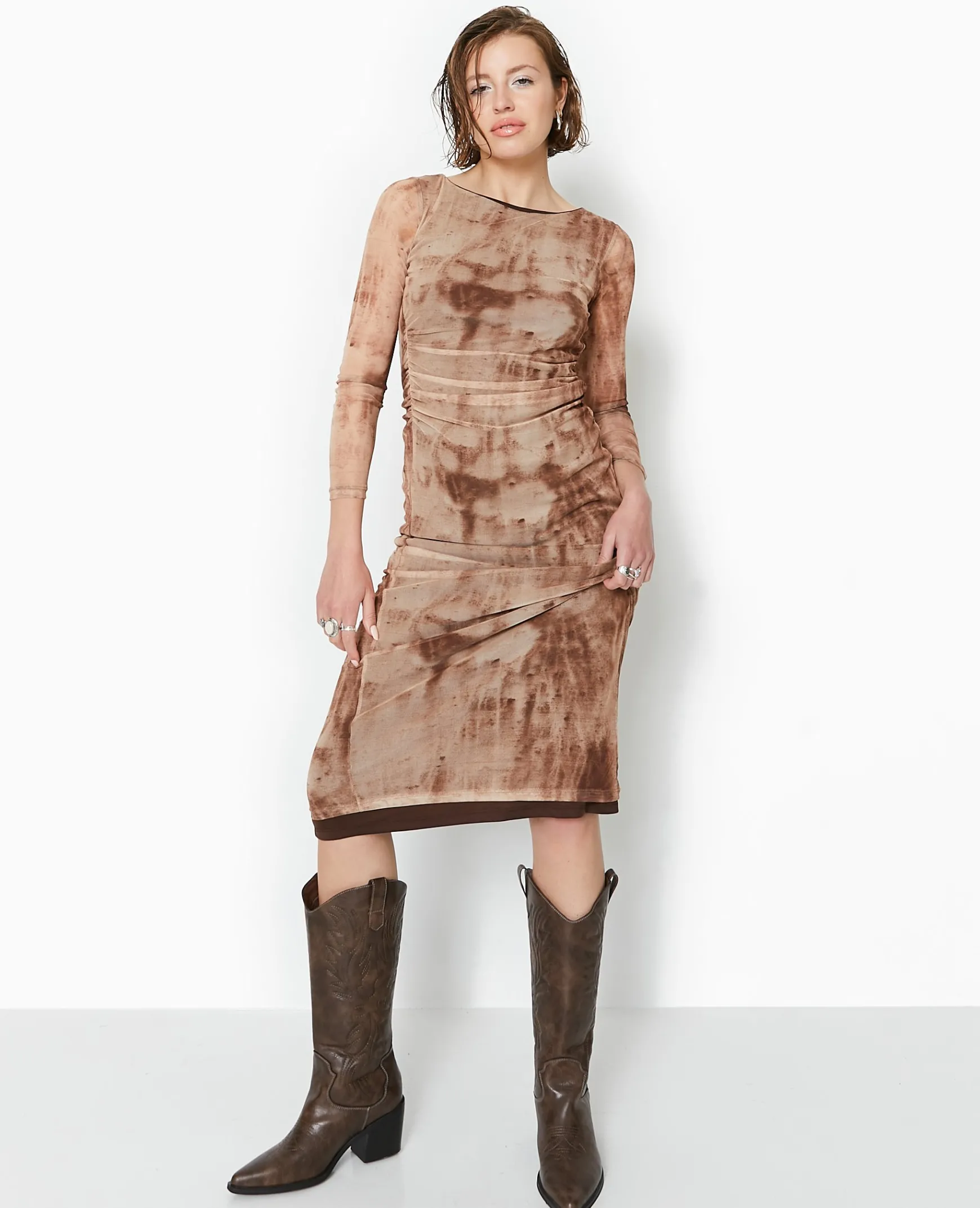 Pimkie Robe^Robe En Mesh Manches Longues Longueur Midi -