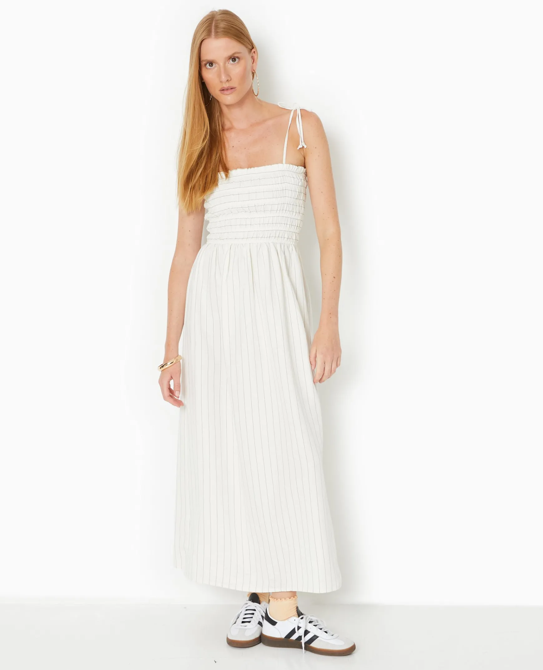Pimkie Toute La Collection|Robe^Robe Longue Avec Smocks Motif Rayures -