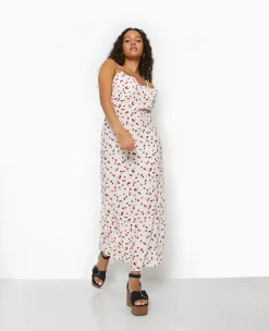Pimkie Toute La Collection|Robe^Robe Longue Bretelles Fines Motif Cerises -