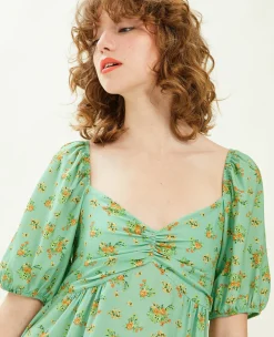 Pimkie Robe^Robe Midi Manches Ballons Motifs Fleurs -