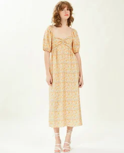 Pimkie Robe^Robe Midi Manches Ballons Motifs Fleurs -