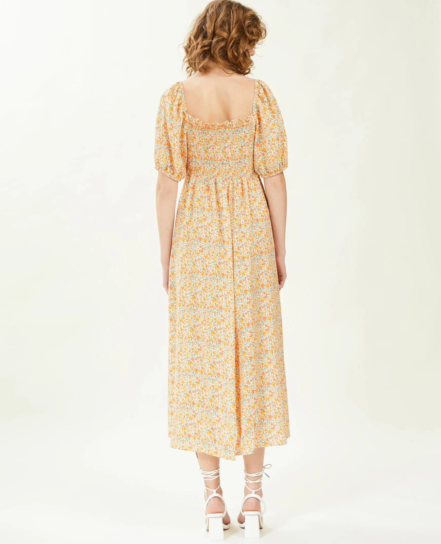 Pimkie Robe^Robe Midi Manches Ballons Motifs Fleurs -