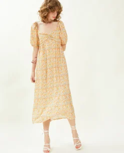 Pimkie Robe^Robe Midi Manches Ballons Motifs Fleurs -