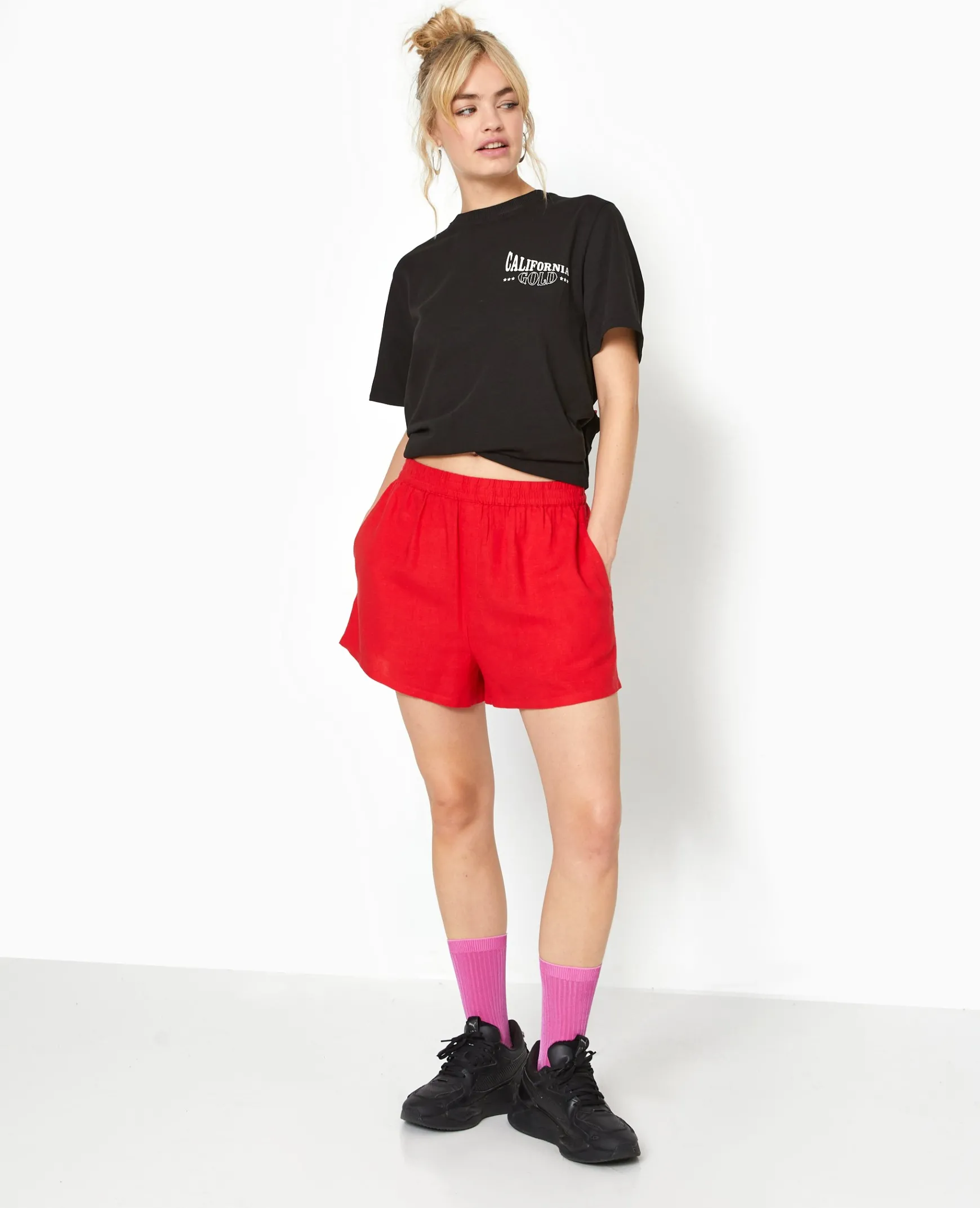 Pimkie Short^Short Court Taille élastiquée Avec Lin -