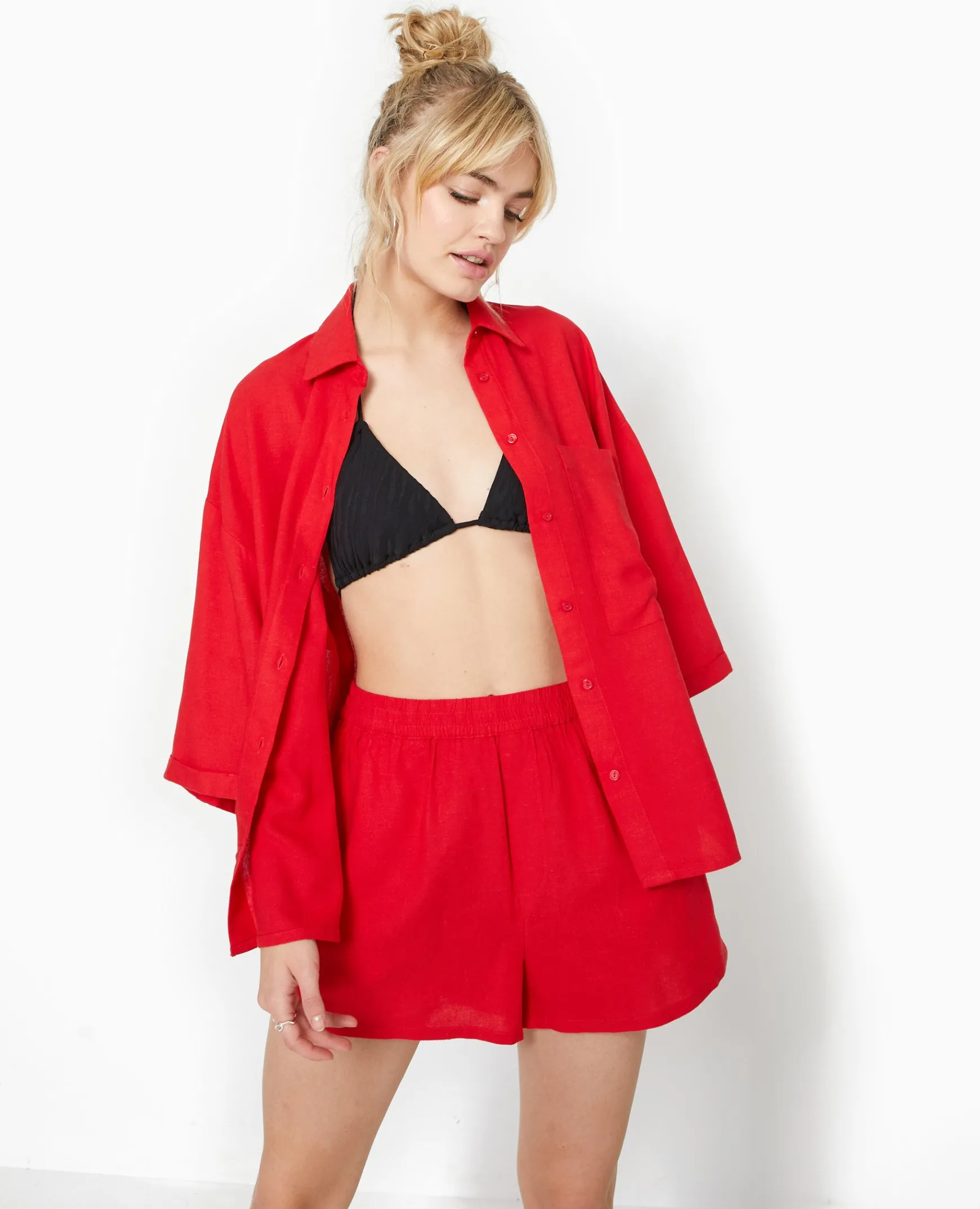 Pimkie Short^Short Court Taille élastiquée Avec Lin -