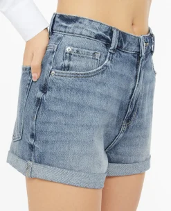 Pimkie Pimkie Positive|Short^Short En Jean Loose Taille Haute Bas Roulottés -
