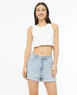 Pimkie Pimkie Positive|Short^Short En Jean Loose Taille Haute Bas Roulottés -