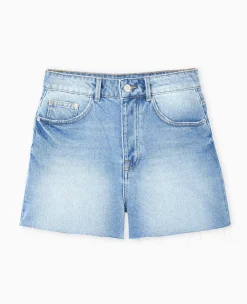 Pimkie Short|Jean^Short En Jean Taille Haute Bas Coupés -