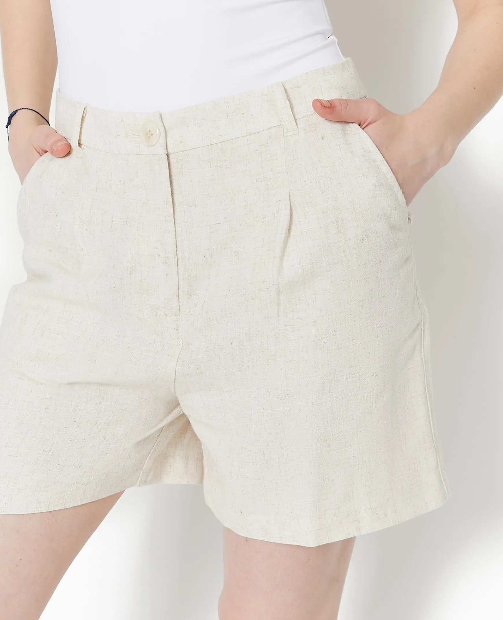 Pimkie Tailleur|Short^Short Taille Haute Avec Lin -