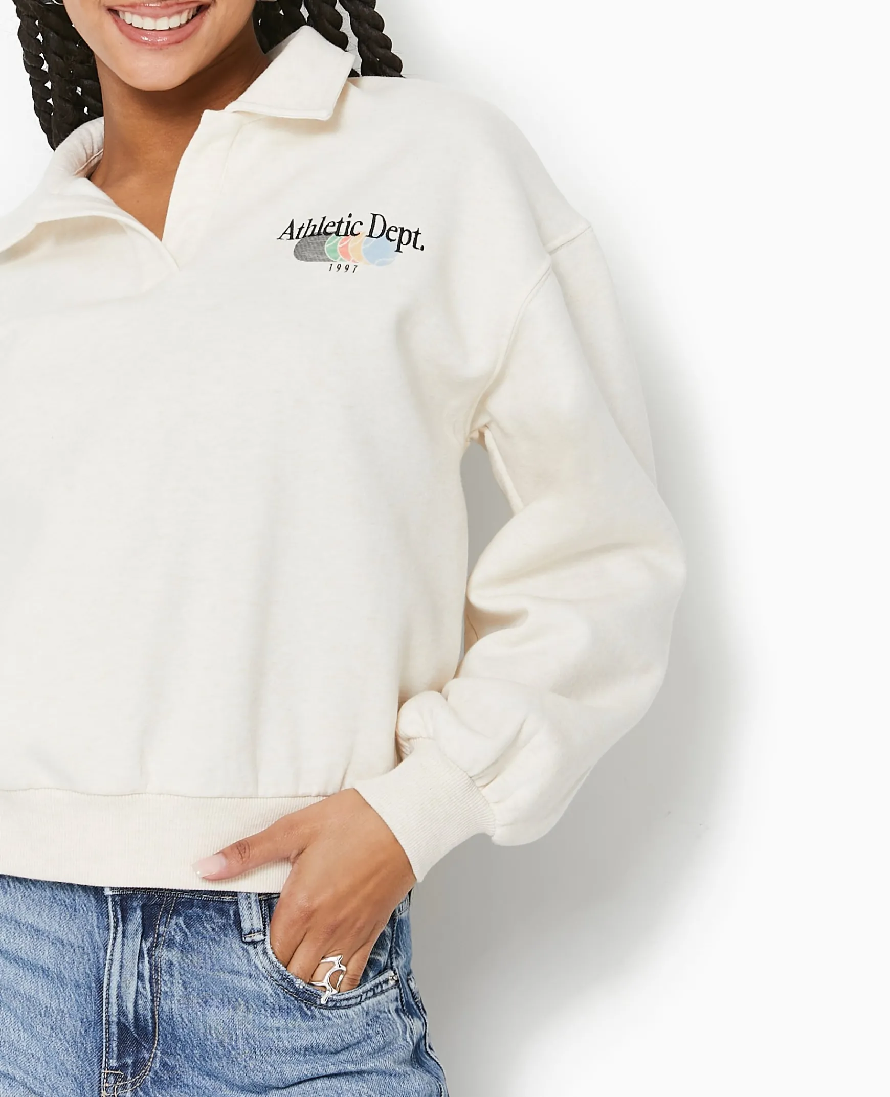 Pimkie Pimkie Positive|Sweat^Sweat Col Polo Avec Broderie - Beige