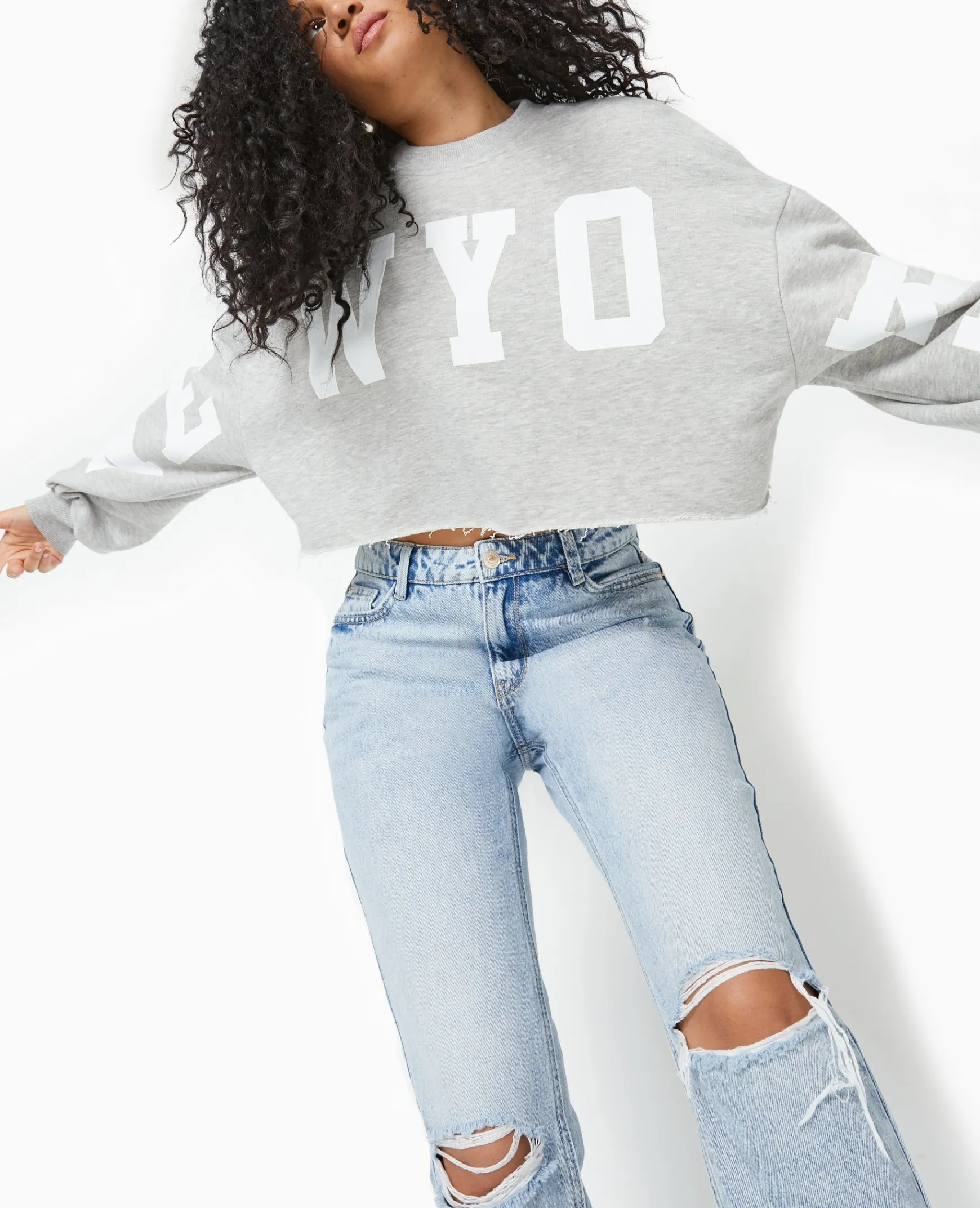 Pimkie Toute La Collection|T-Shirt Et Top^Sweat Cropped Base Coupée Avec NEW YORK -