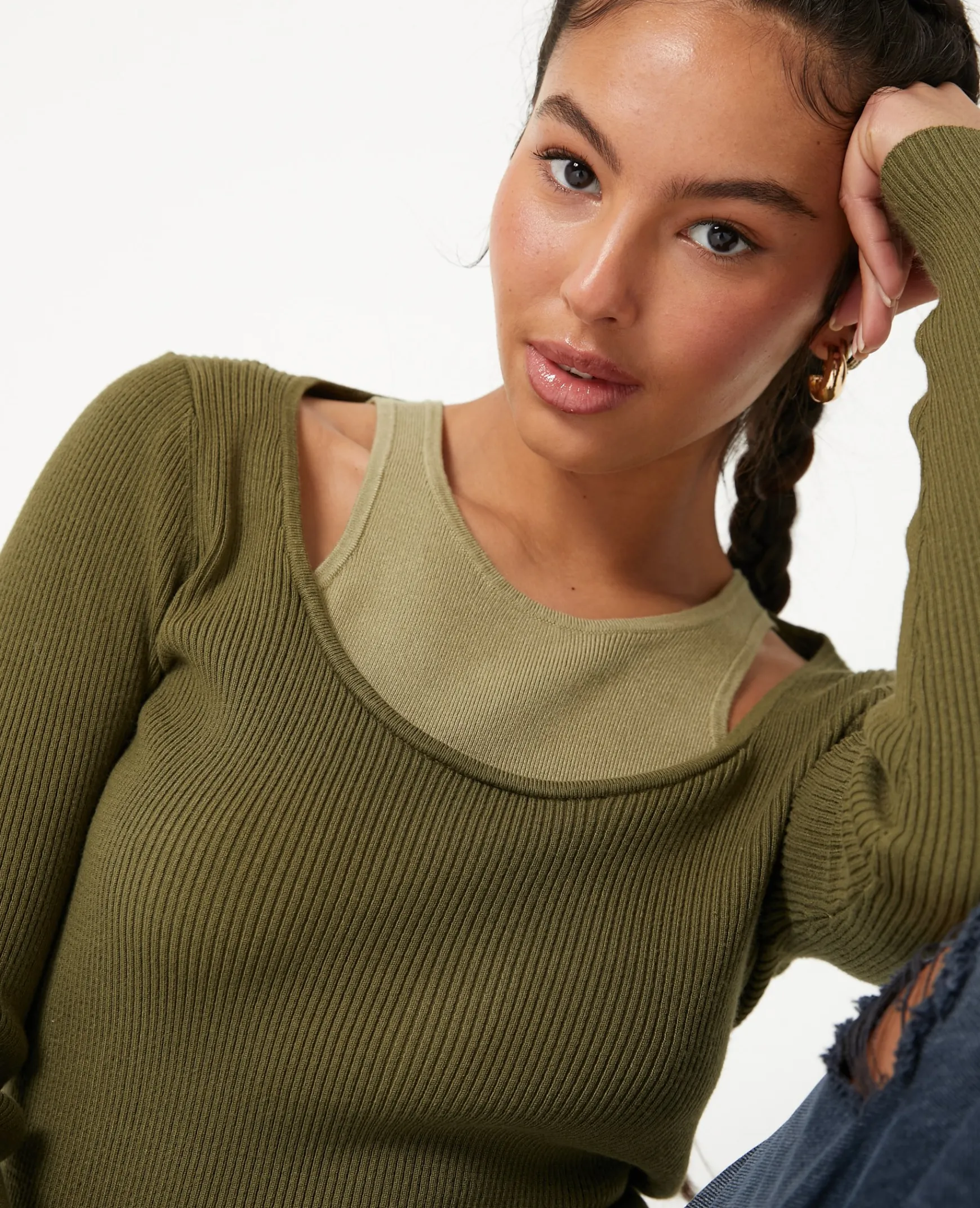 Pimkie Pull Et Gilet^Top 2 En 1 En Maille Côtelée -