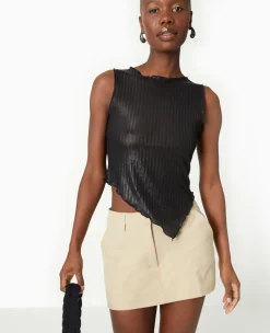 Pimkie T-Shirt Et Top^Top Asymétrique En Maille Côtelée Brillante - Noir