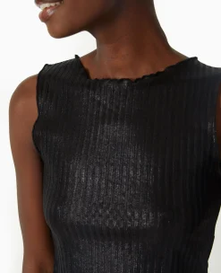 Pimkie T-Shirt Et Top^Top Asymétrique En Maille Côtelée Brillante - Noir