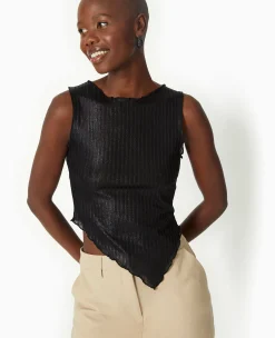 Pimkie T-Shirt Et Top^Top Asymétrique En Maille Côtelée Brillante - Noir