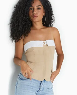 Pimkie Chemise Et Blouse|T-Shirt Et Top^Top Bustier Avec Revers -