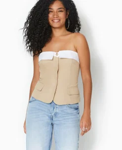 Pimkie Chemise Et Blouse|T-Shirt Et Top^Top Bustier Avec Revers -