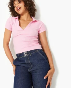 Pimkie T-Shirt Et Top^Top Col Polo En Maille Côtelée -