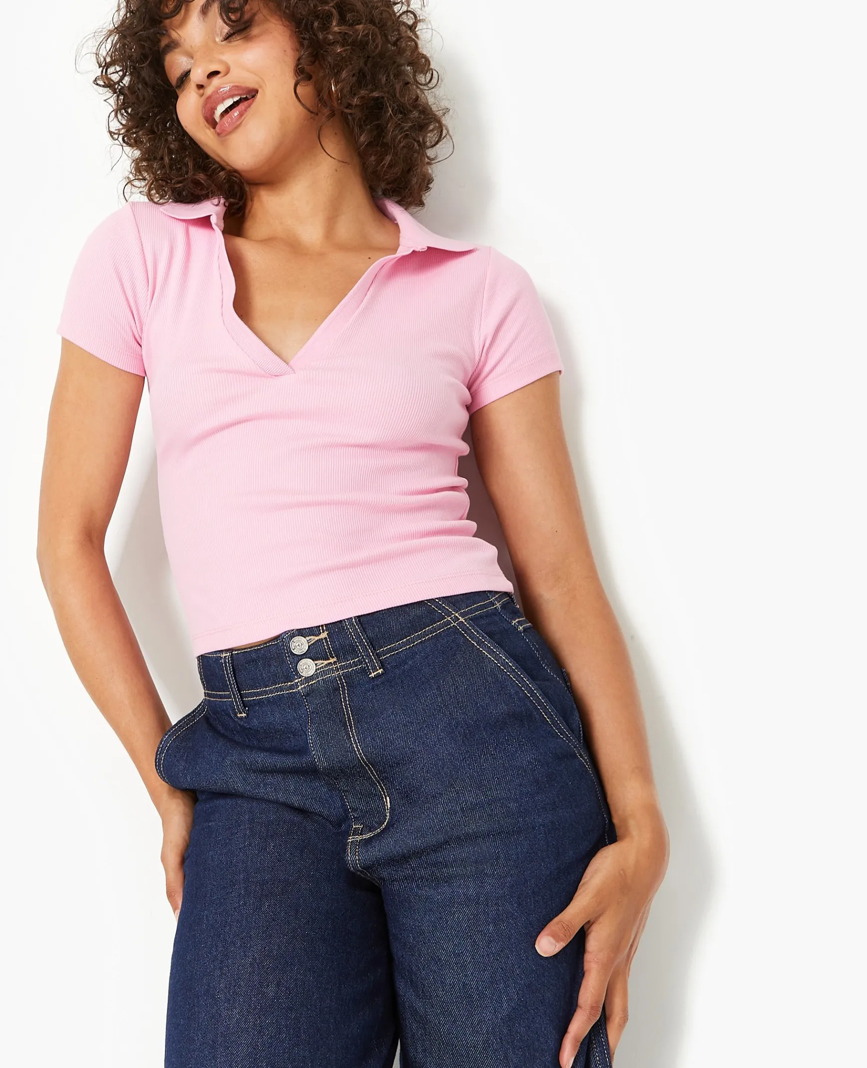 Pimkie T-Shirt Et Top^Top Col Polo En Maille Côtelée -
