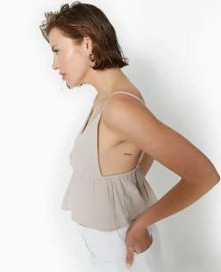 Pimkie Chemise Et Blouse|T-Shirt Et Top^Top Court à Bretelles En Gaze De Coton -