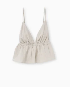 Pimkie Chemise Et Blouse|T-Shirt Et Top^Top Court à Bretelles En Gaze De Coton -
