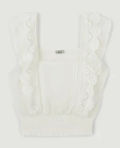 Pimkie Chemise Et Blouse^Top Court Avec Dentelle Et Plumetis -