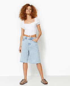 Pimkie Chemise Et Blouse|T-Shirt Et Top^Top Court Avec Laçage Et Smocks -