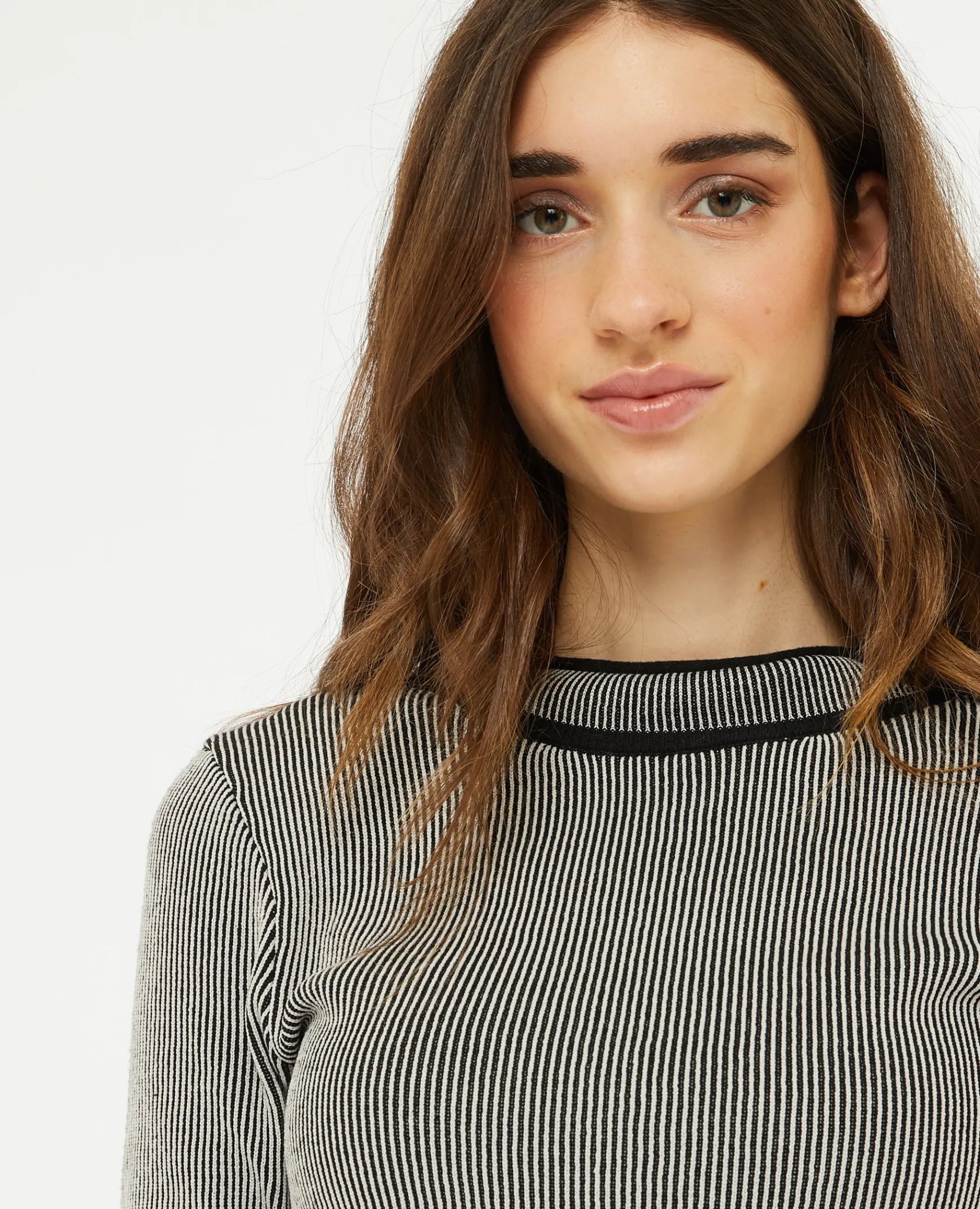 Pimkie Ensembles|Pull Et Gilet^Top Court En Maille Côtelée Effet Rayée -