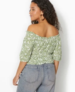 Pimkie Toute La Collection|Chemise Et Blouse^Top Court Encolure Bardot Motif Fleurs -