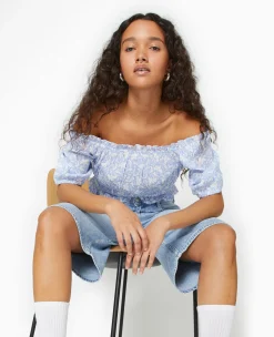 Pimkie Toute La Collection|Chemise Et Blouse^Top Court Encolure Bardot Motif Fleurs -