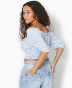 Pimkie Toute La Collection|Chemise Et Blouse^Top Court Encolure Bardot Motif Fleurs -
