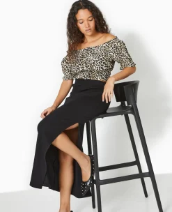 Pimkie Toute La Collection|Chemise Et Blouse^Top Court Encolure Bardot Motif Léopard -