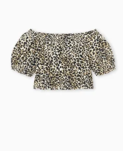 Pimkie Toute La Collection|Chemise Et Blouse^Top Court Encolure Bardot Motif Léopard -