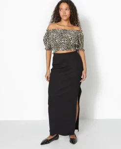 Pimkie Toute La Collection|Chemise Et Blouse^Top Court Encolure Bardot Motif Léopard -