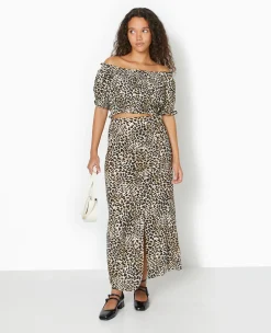 Pimkie Toute La Collection|Chemise Et Blouse^Top Court Encolure Bardot Motif Léopard -