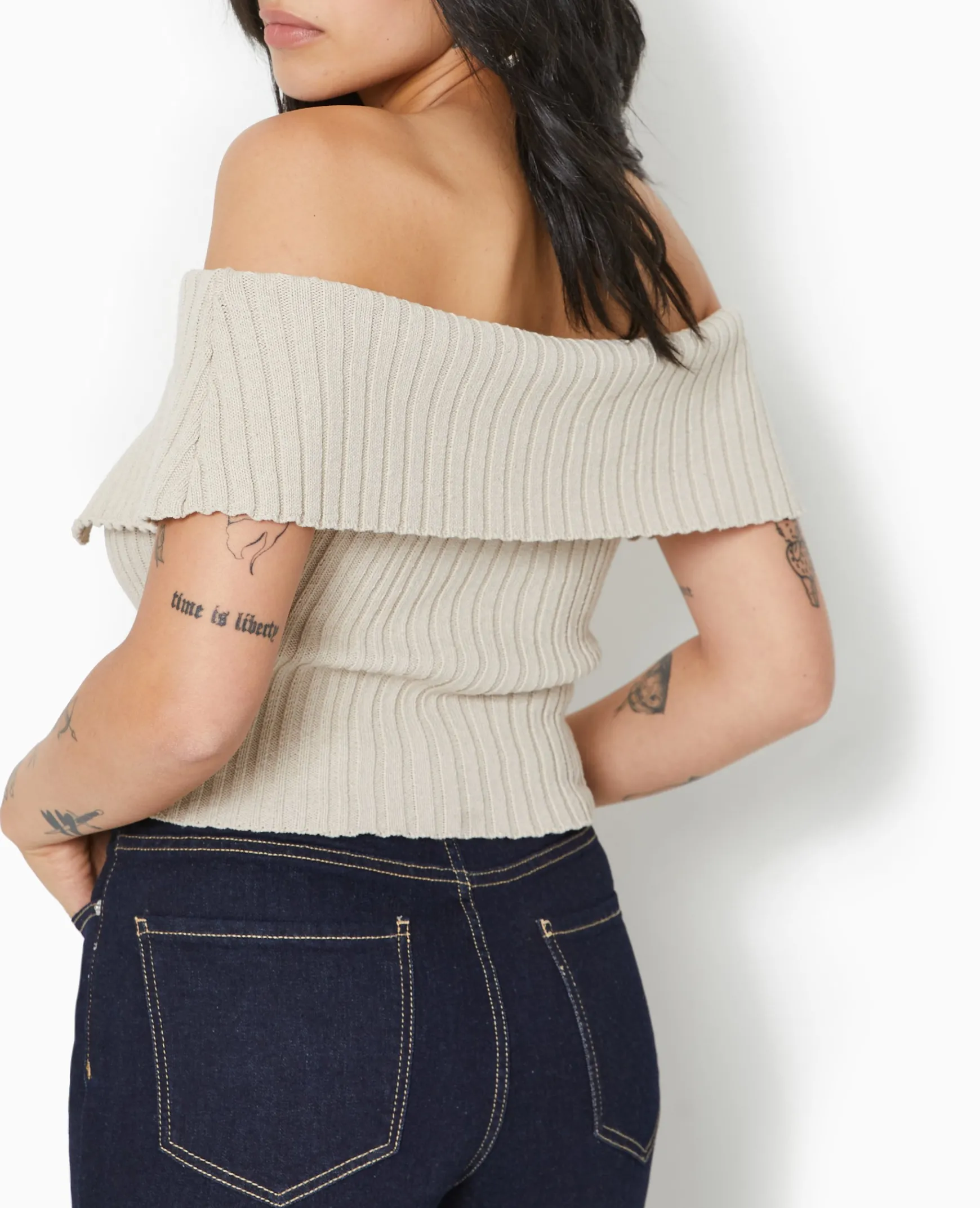 Pimkie Toute La Collection|Pull Et Gilet^Top Court Zippé Avec Encolure Bardot -