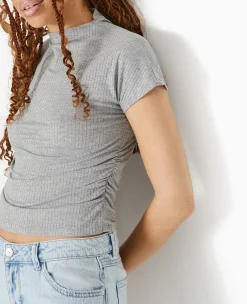 Pimkie Toute La Collection|T-Shirt Et Top^Top En Maille Côtelée Col Montant Et Fronces -