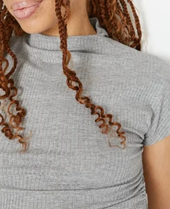 Pimkie Toute La Collection|T-Shirt Et Top^Top En Maille Côtelée Col Montant Et Fronces -