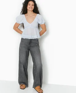 Pimkie Chemise Et Blouse^Top En Tissu Léger Avec Dentelle Et Smocks -