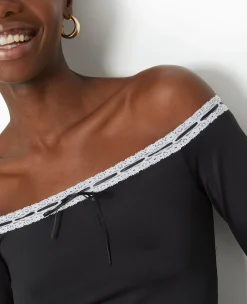 Pimkie Toute La Collection|T-Shirt Et Top^Top Encolure Bardot Avec Noeud Contrasté -