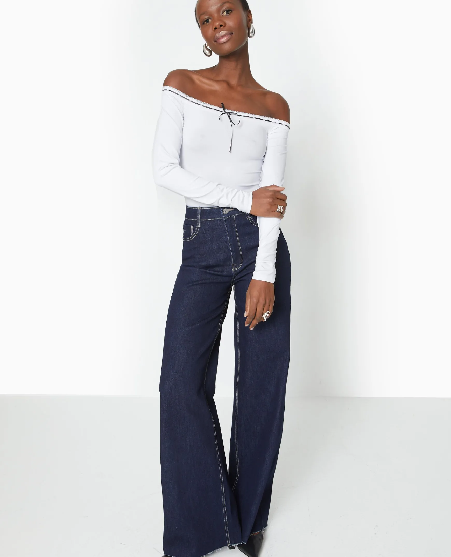 Pimkie Toute La Collection|T-Shirt Et Top^Top Encolure Bardot Avec Noeud Contrasté -