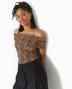 Pimkie T-Shirt Et Top^Top Encolure Bardot Motif Léopard -