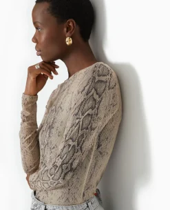 Pimkie Toute La Collection|T-Shirt Et Top^Top Manches Longues En Résille Motif Python -