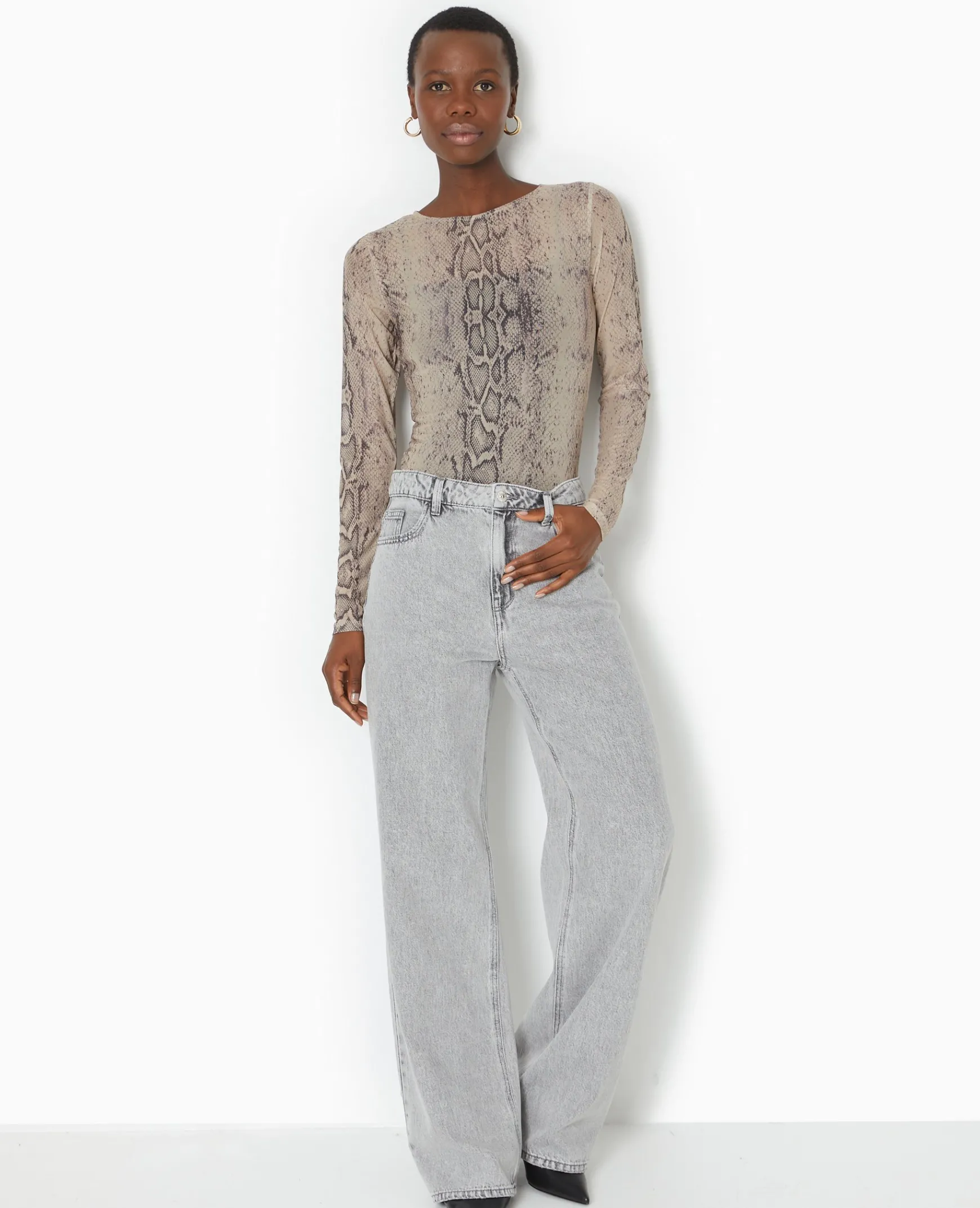 Pimkie Toute La Collection|T-Shirt Et Top^Top Manches Longues En Résille Motif Python -